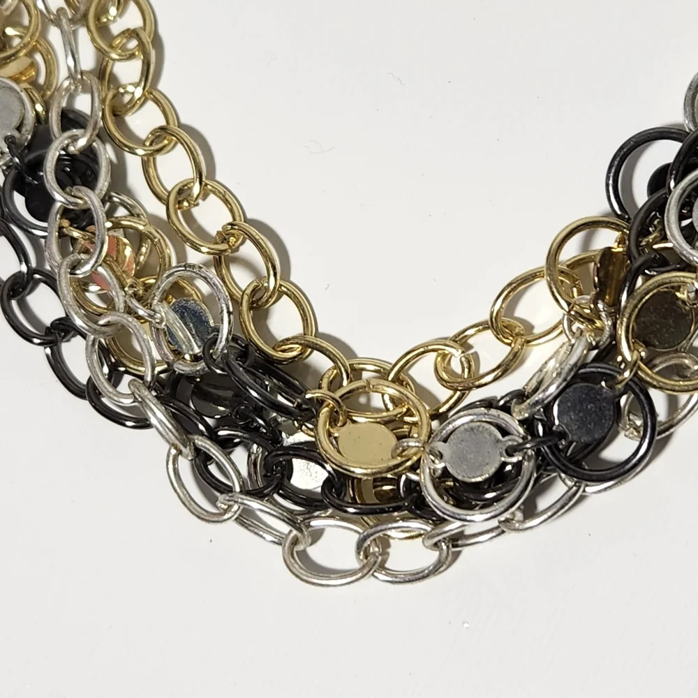 Vintage Daisy Fuentes Gold & Silvertone Metal Necklace w/ Lobster Claw Clasp